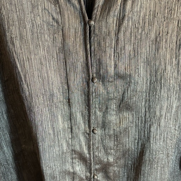 EILEEN FISHER Sz 2X Tunic Top Buttoned Pockets Silk Wool Blend Metallic Sheen - Picture 4 of 13